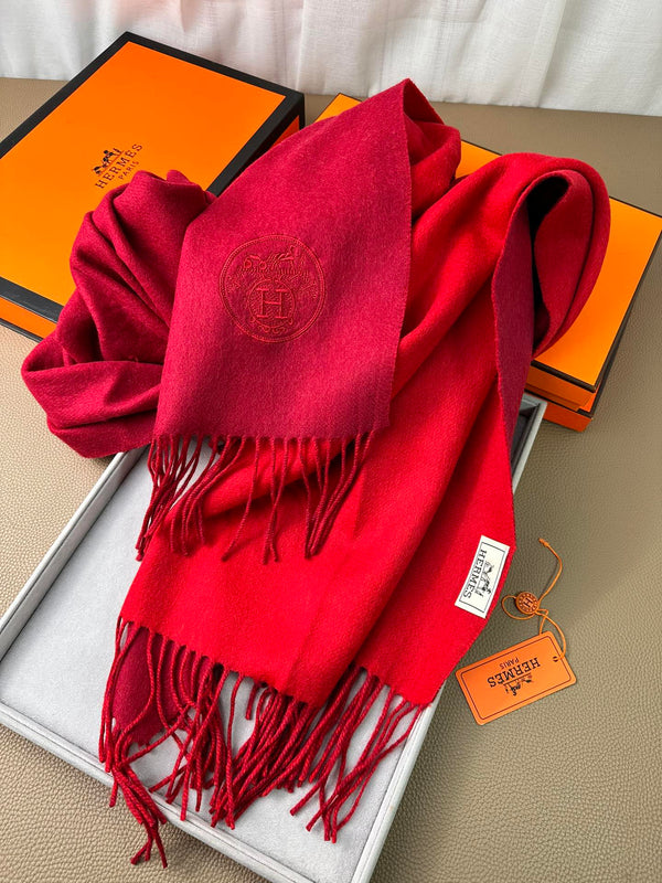 DOUBLE-FACE SCARF 200 CM IN CRIMSON RED CASHMERE