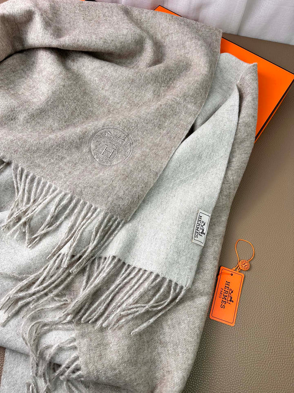 DOUBLE-FACE SCARF 200 CM IN GREY CASHMERE