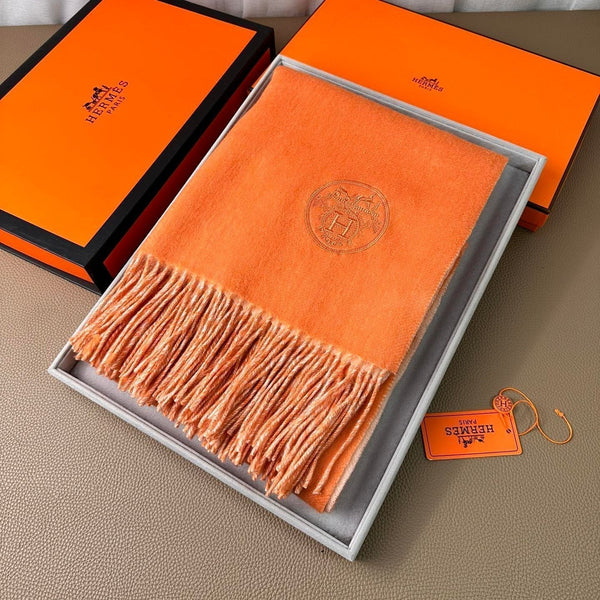 DOUBLE-FACE SCARF 200 CM IN TIGER ORANGE CASHMERE