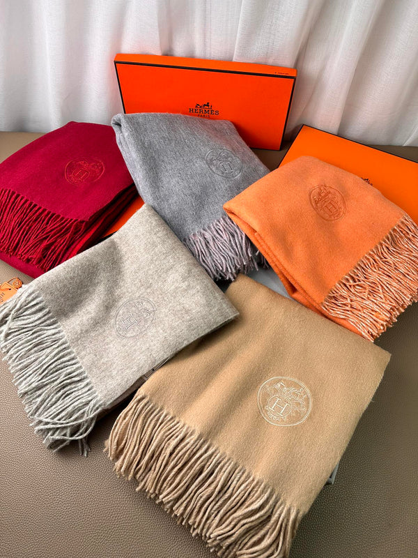 DOUBLE-FACE SCARF 200 CM IN CAMEL BROWN CASHMERE