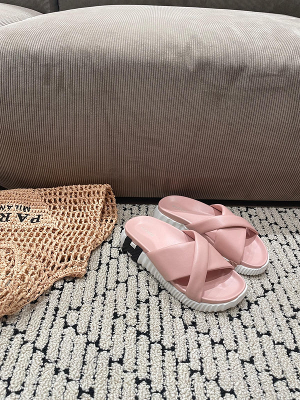 SANDALO INFRA IN PELLE DI VITELLO ROSA CHIARO