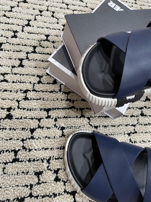 ELECTRIC SANDAL BLACK MIX NAVY CALFSKIN