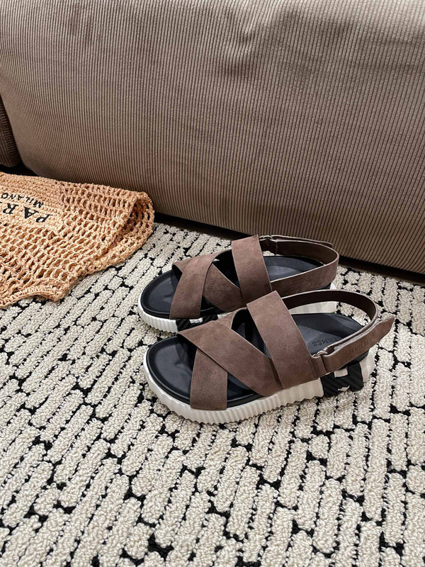 ELECTRIC SANDAL BLACK MIX BROWN SUEDE