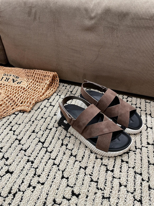 ELECTRIC SANDAL BLACK MIX BROWN SUEDE