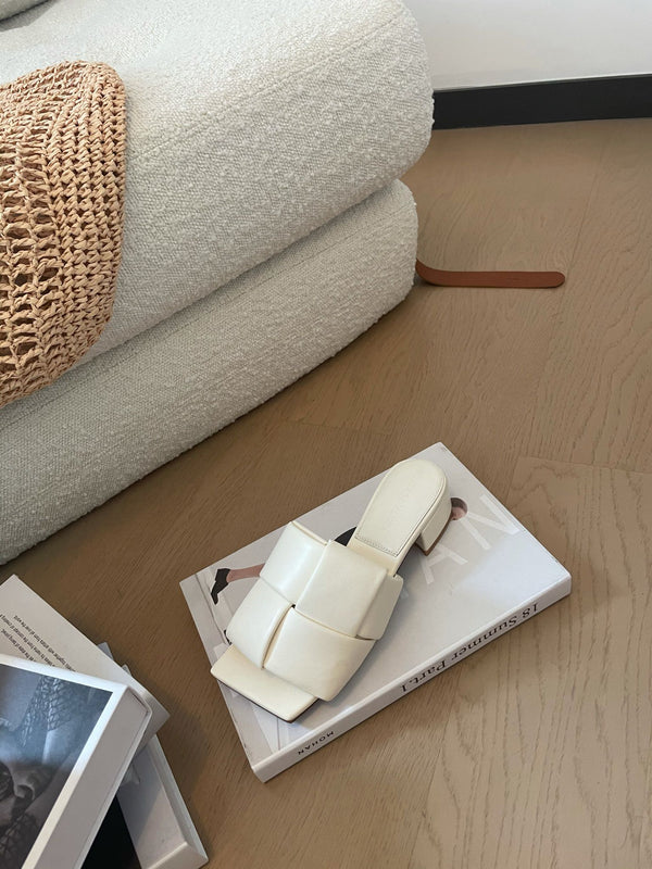 patch mule 35 white lambskin