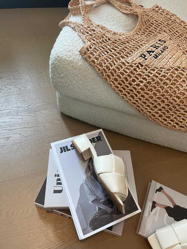 patch mule 35 white lambskin