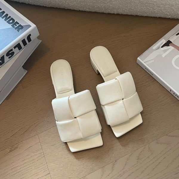 patch mule 35 white lambskin