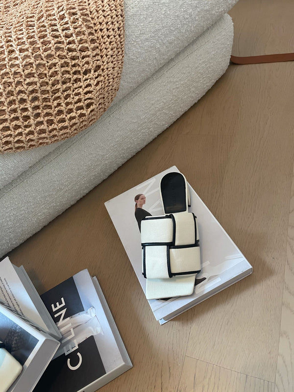 patch mule 35 white black cotton