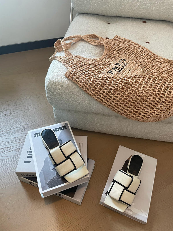 patch mule 35 white black cotton