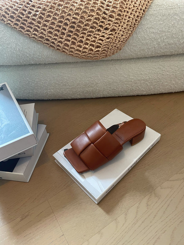 patch mule 35 brown lambskin