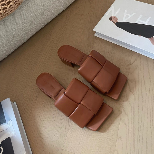 patch mule 35 brown lambskin