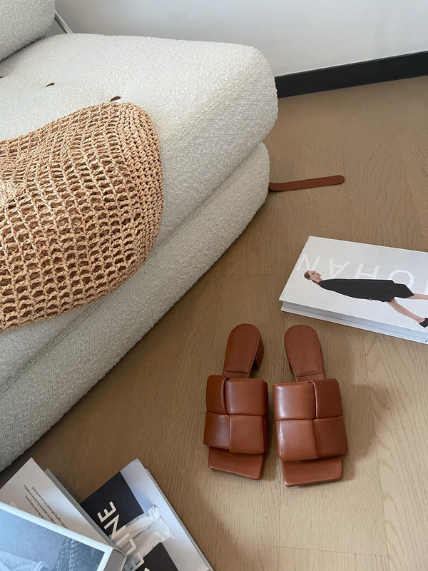 patch mule 35 brown lambskin