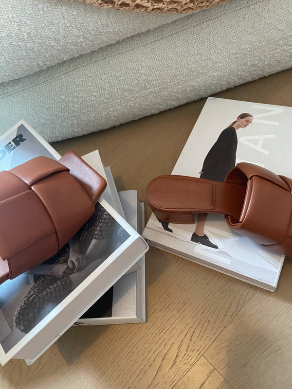 patch mule 35 brown lambskin