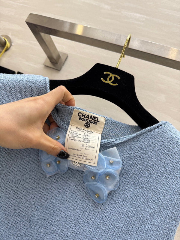 CC Patchwork Lace T-shirt Blue Cashmere