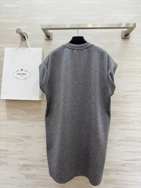 Prada 25 Diamond Dress Gray Cotton