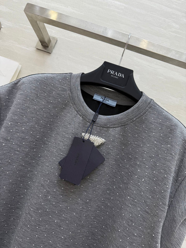 Prada 25 Diamond Dress Gray Cotton
