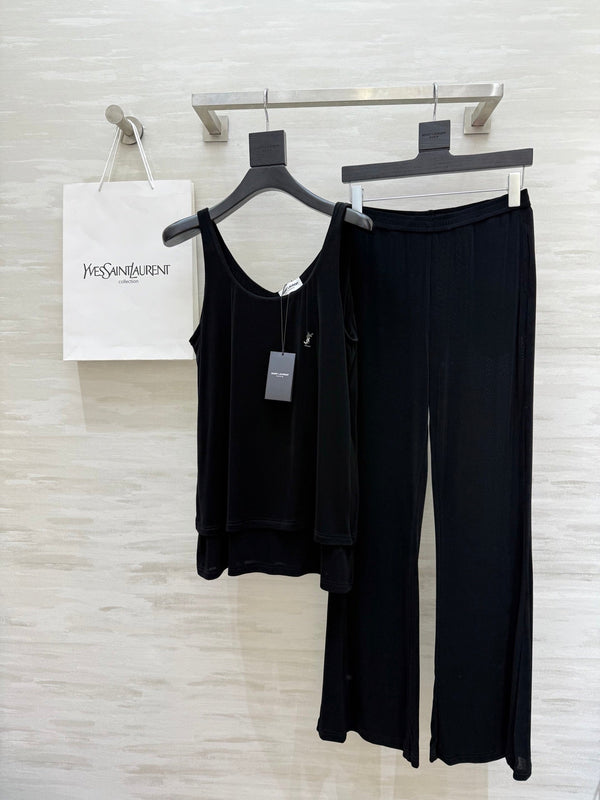 YSL 25 Vest Pant Set Black Acetate