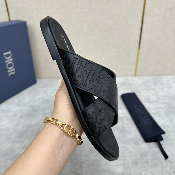 CD ALIAS SANDAL BLACK EMBOSSED CALFSKIN