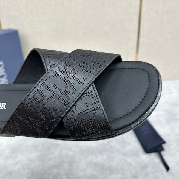CD ALIAS SANDAL BLACK EMBOSSED CALFSKIN