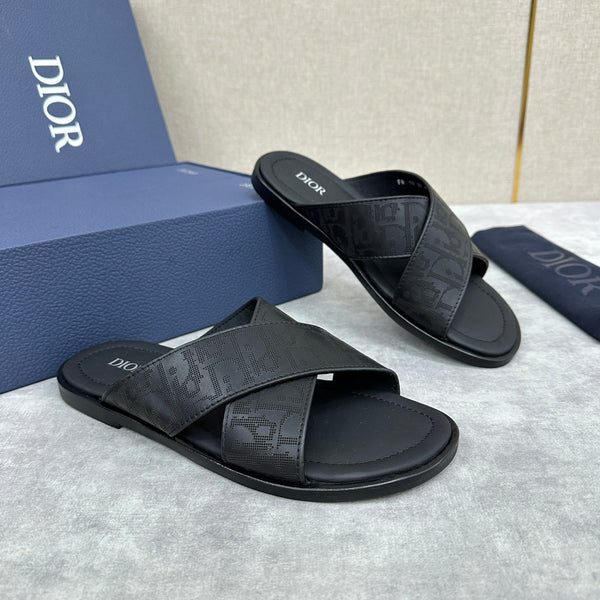 CD ALIAS SANDAL BLACK EMBOSSED CALFSKIN