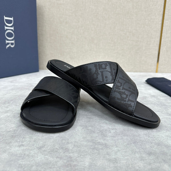 CD ALIAS SANDAL BLACK EMBOSSED CALFSKIN
