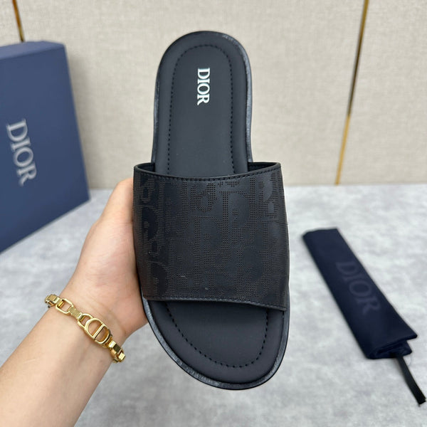 CD SLIDE SANDAL BLACK CALFSKIN