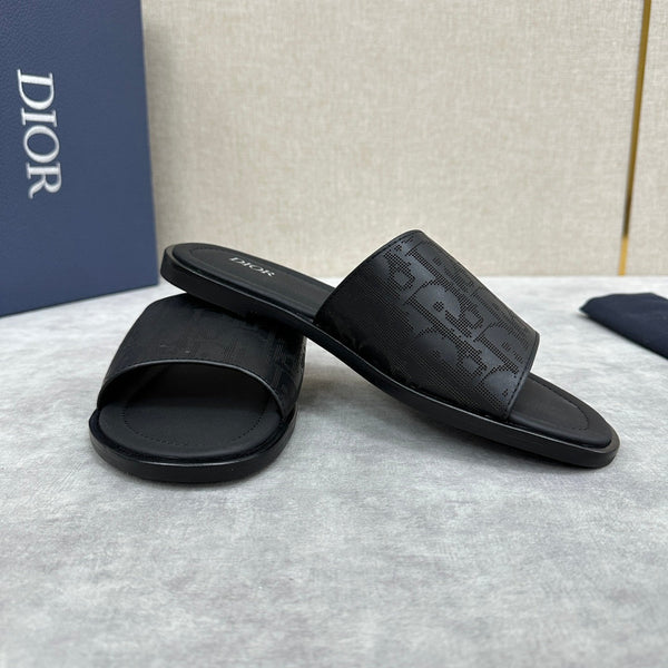 CD SLIDE SANDAL BLACK CALFSKIN