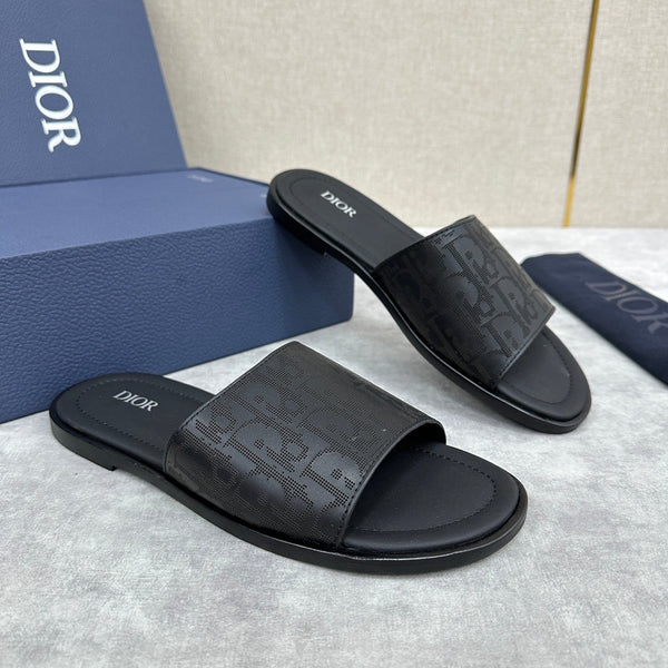 CD SLIDE SANDAL BLACK CALFSKIN