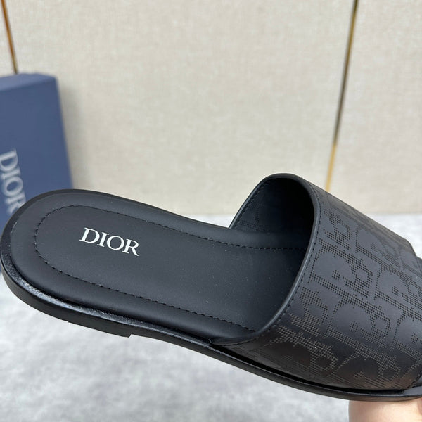 CD SLIDE SANDAL BLACK CALFSKIN