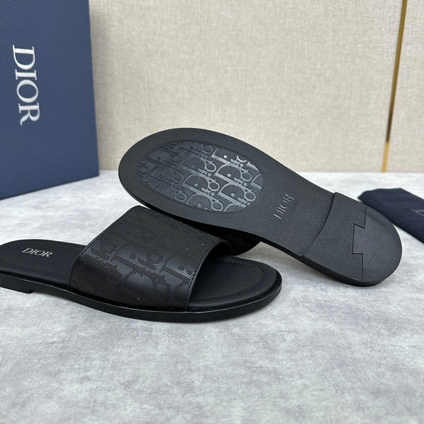 CD SLIDE SANDAL BLACK CALFSKIN