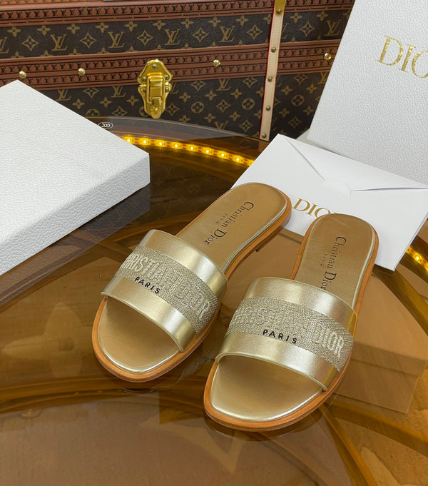 cd slide oro metallizzato vitello ricamato cotone