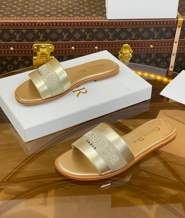 cd slide oro metallizzato vitello ricamato cotone