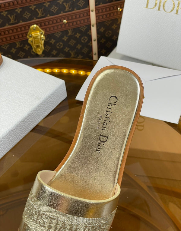 cd slide oro metallizzato vitello ricamato cotone