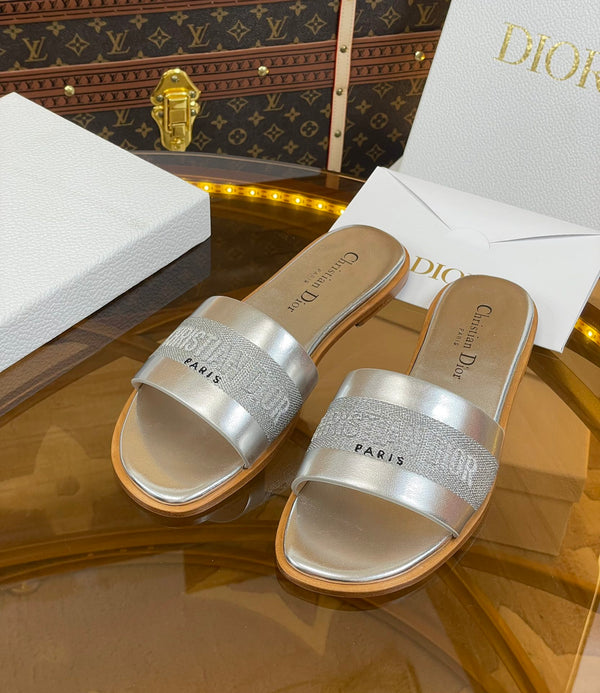 cd slide argento metallizzato vitello ricamato cotone