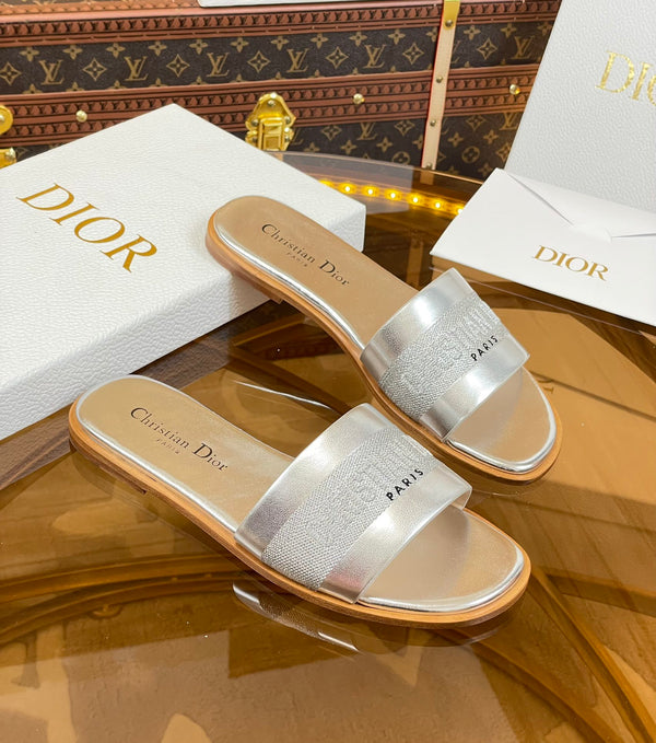 cd slide argento metallizzato vitello ricamato cotone