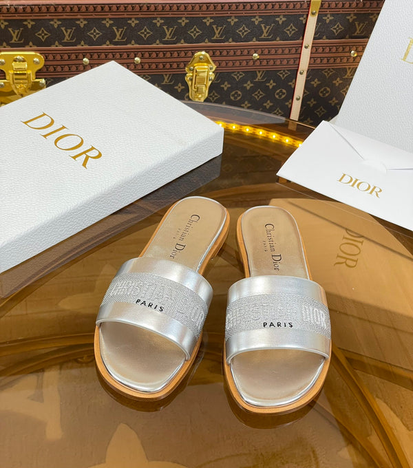 cd slide argento metallizzato vitello ricamato cotone