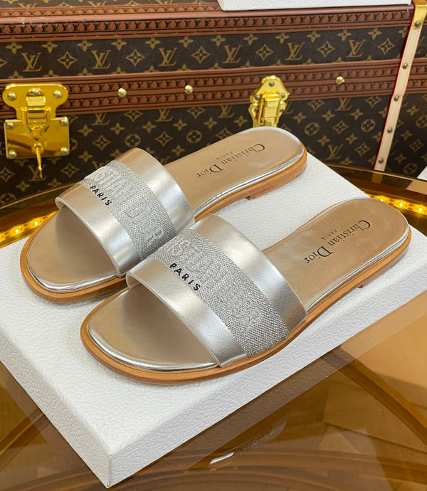 cd slide argento metallizzato vitello ricamato cotone