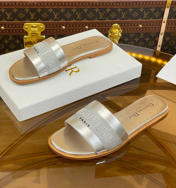 cd slide argento metallizzato vitello ricamato cotone