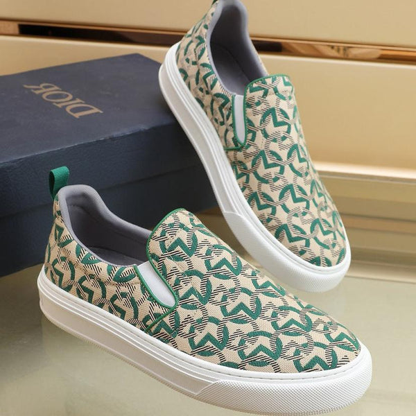 CD SOLAR SLIP-ON BEIGE MIX DARK GREEN FABRIC