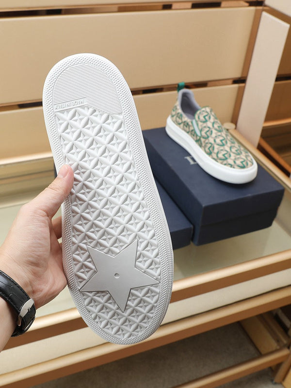 CD SOLAR SLIP-ON BEIGE MIX DARK GREEN FABRIC