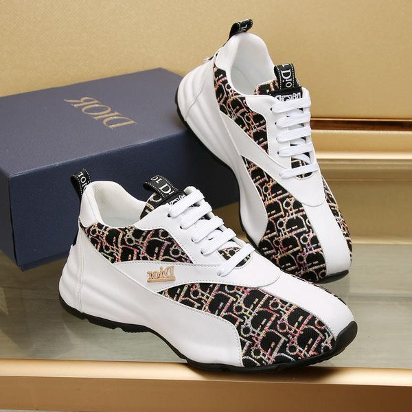 CD LINE SNEAKER WHITE CALFSKIN AND MONOGRAM BLACK FABRIC