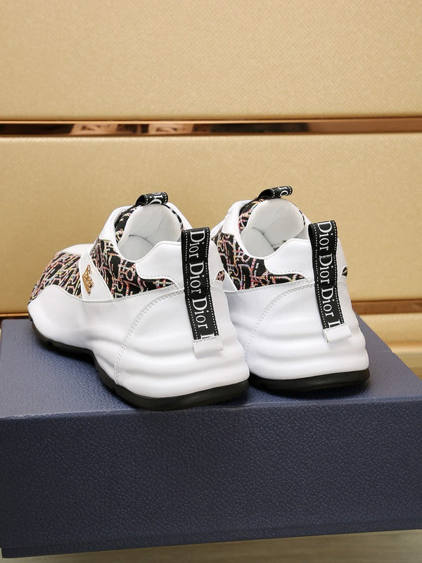 CD LINE SNEAKER WHITE CALFSKIN AND MONOGRAM BLACK FABRIC