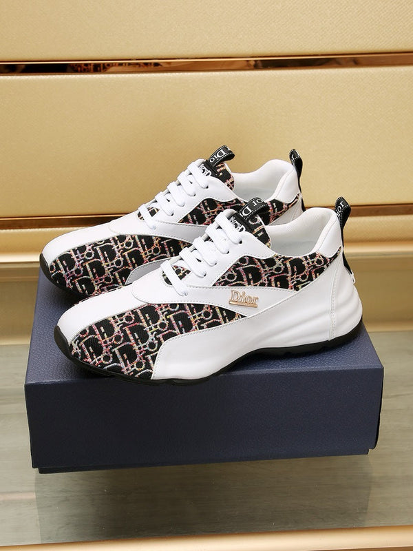CD LINE SNEAKER WHITE CALFSKIN AND MONOGRAM BLACK FABRIC