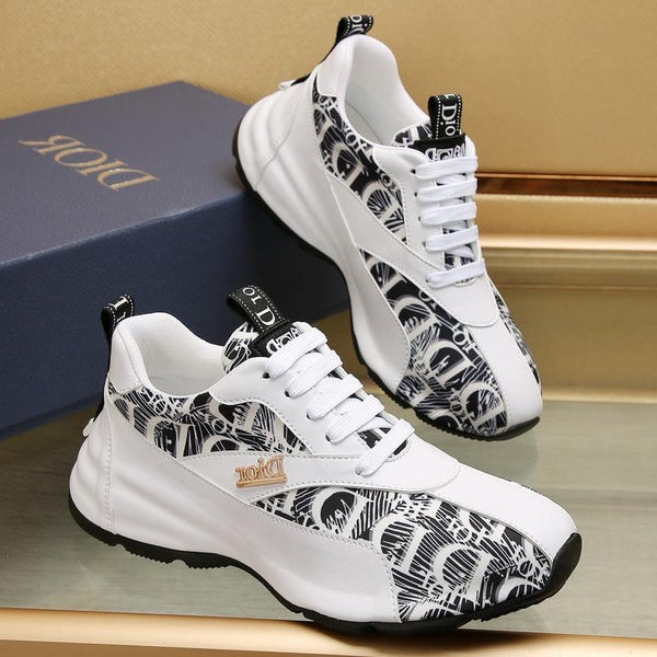 CD LINE SNEAKER WHITE AND BLACK CALFSKIN