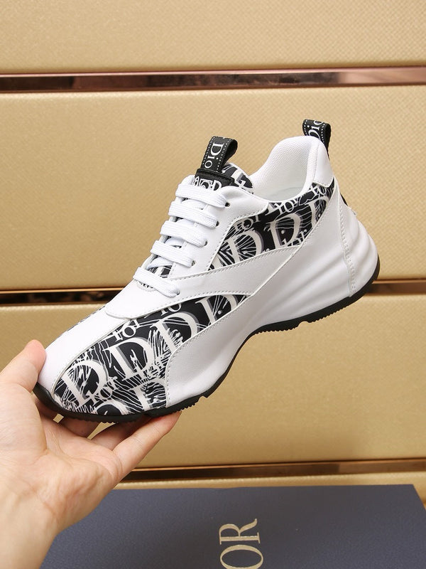 CD LINE SNEAKER WHITE AND BLACK CALFSKIN