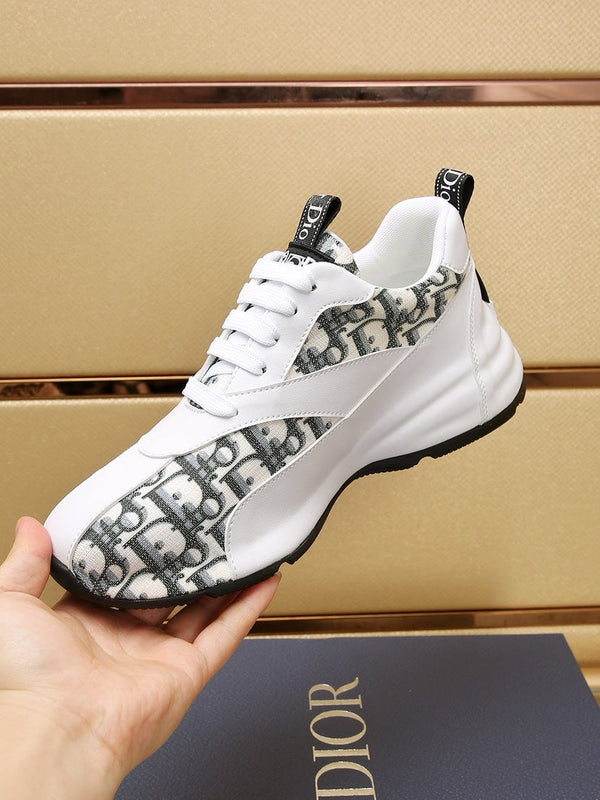 CD LINE SNEAKER WHITE AND CHARCOAL CALFSKIN