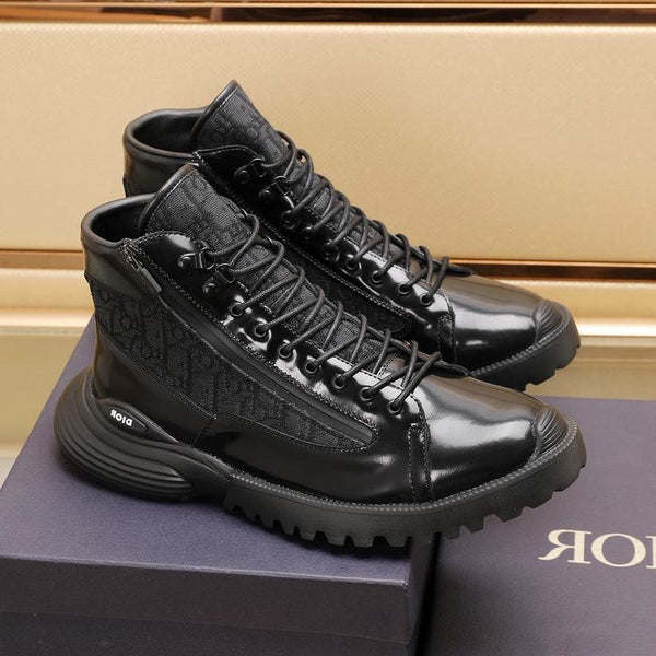 CD COMBAT ANKLE BOOT BLACK POLISHED CALFSKIN