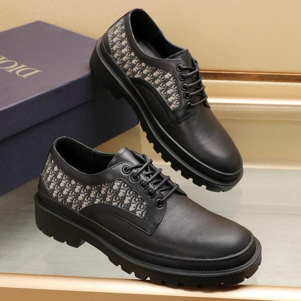 CD EXPLORER DERBY SHOE BLACK AND BEIGE CALFSKIN