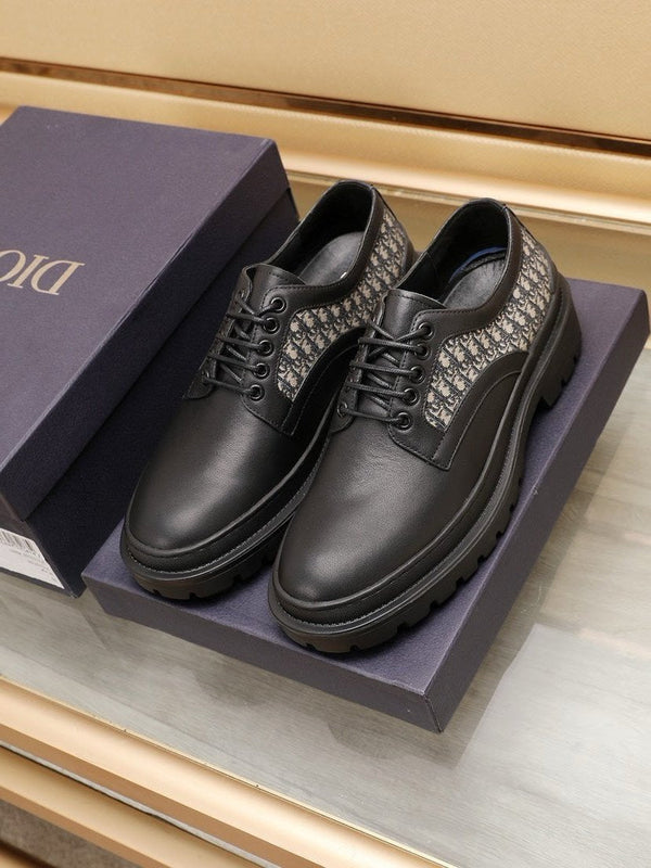 CD EXPLORER DERBY SHOE BLACK AND BEIGE CALFSKIN