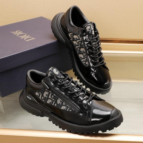 CD COMBAT DERBY SHOE BLACK AND BEIGE POLISHED CALFSKIN